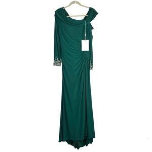 Mac Duggal Teal Long Sleeve Gown